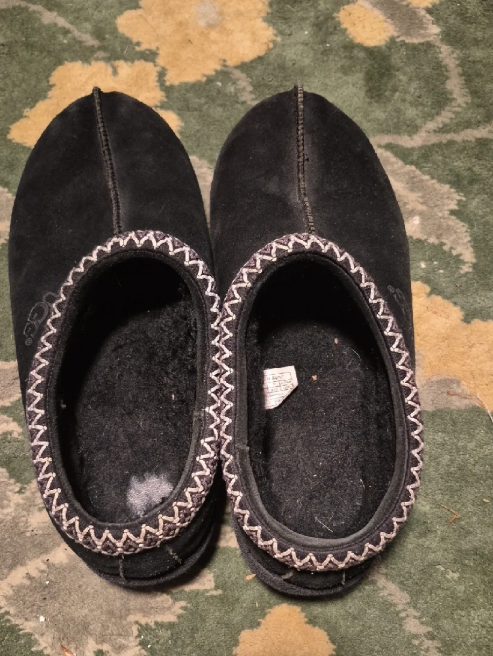 UGG Black Suede Shearling-Lined Cozy Mule Slippers